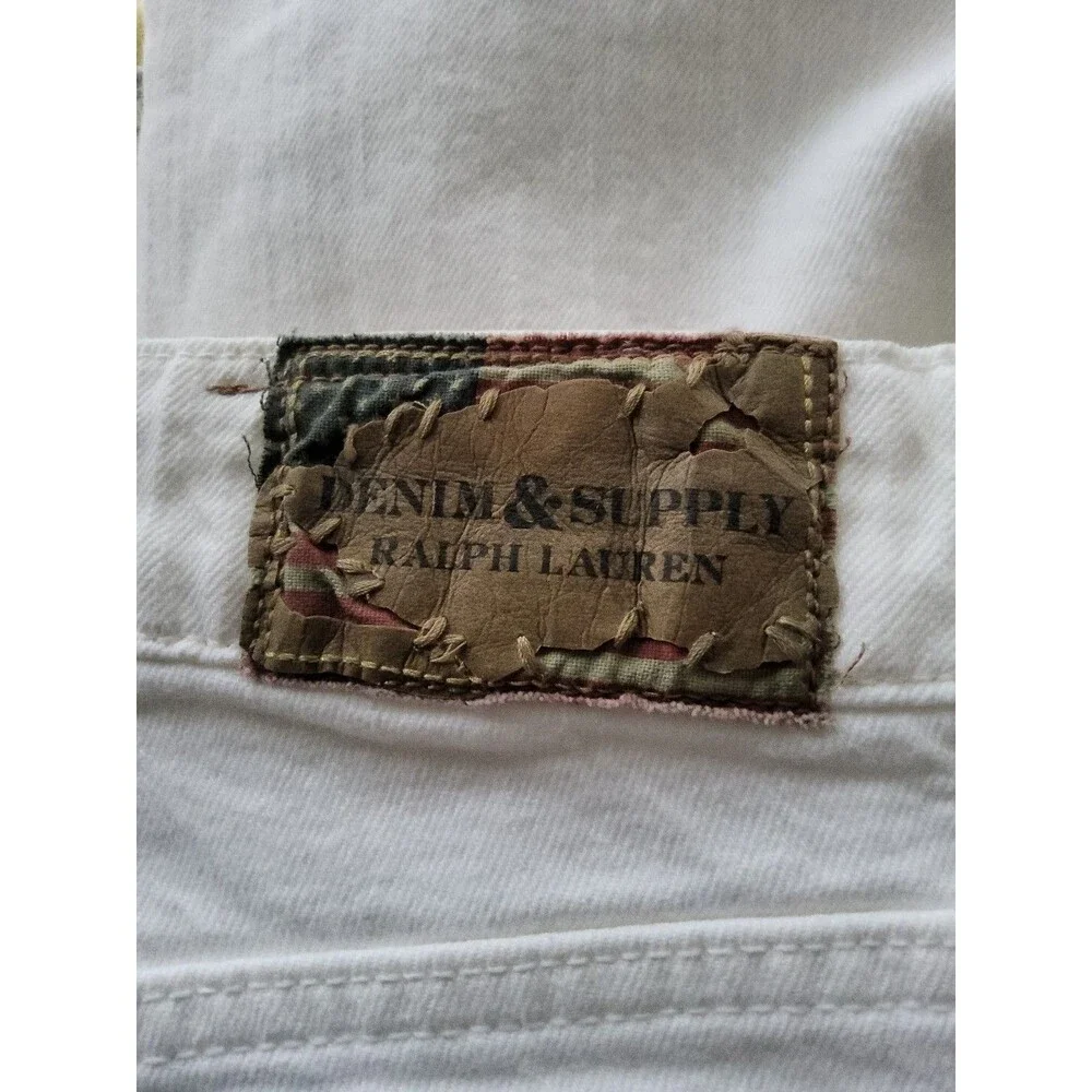 VTG Denim & Supply Ralph Lauren Sz 27x34 White Straight Jeans Label Wear EUC